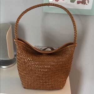 Madewell Brown Woven Hobo Bag with Curved Silhouette